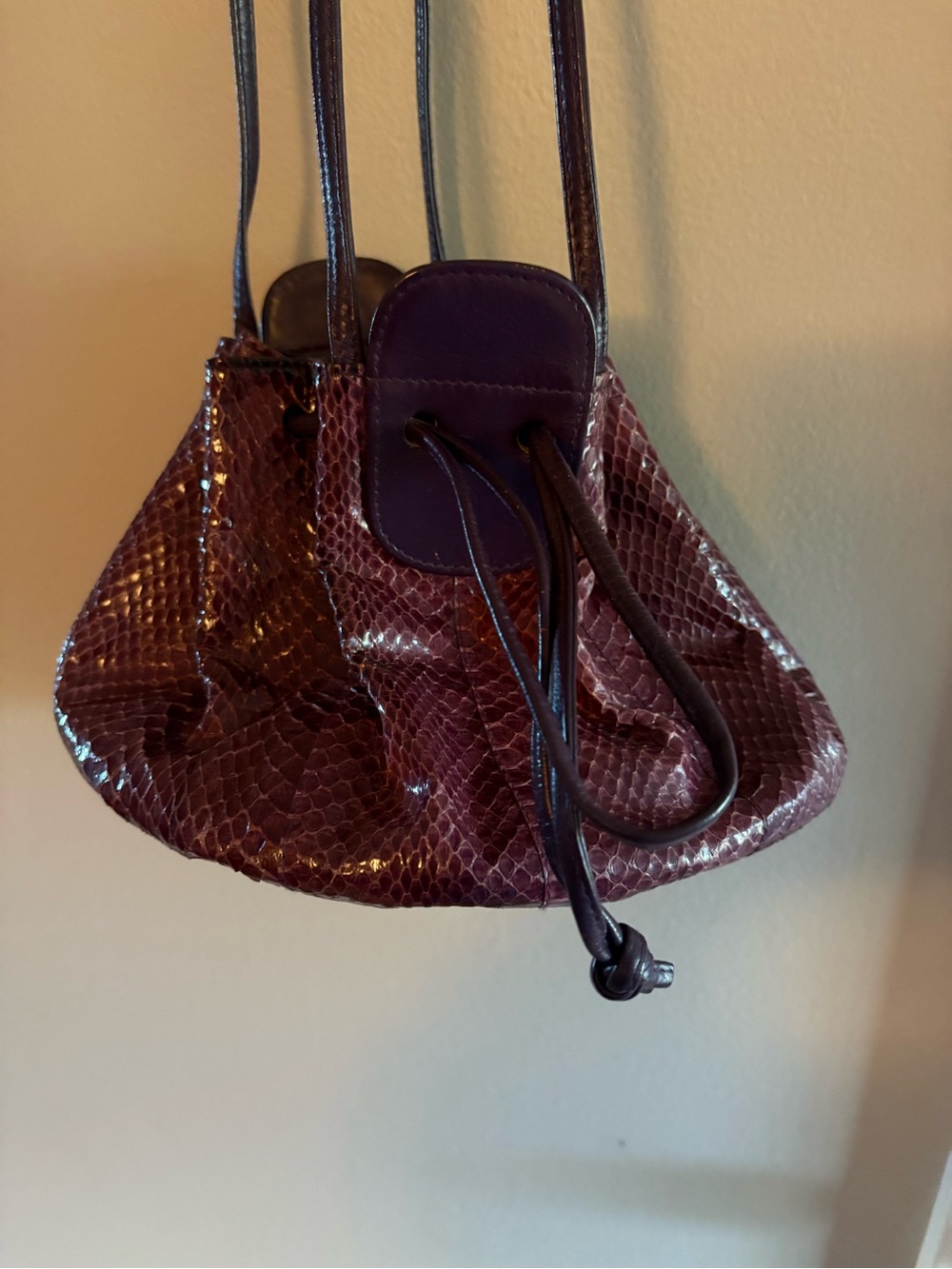 Saks Fifth Avenue Plum Textured Drawstring Bucket Bag